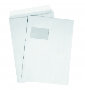 DIN C4 Versandtaschen, weiß, mit Fenster, HK, 120g/qm