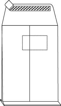DIN C4 Faltentaschen mit 2cm Falte, weiß, mit Fenster, HK, 120g/qm