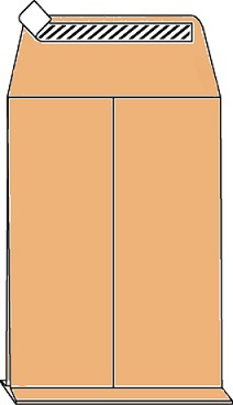 C4 Faltentaschen mit 4cm Falte, braun, ohne Fenster, HK, 120g/qm