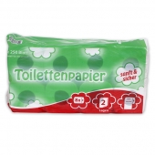 Toilettenpapier HV 2-lagig RECYCLING wei 9,5x11cm 8x8 Rollen  250 Bl.